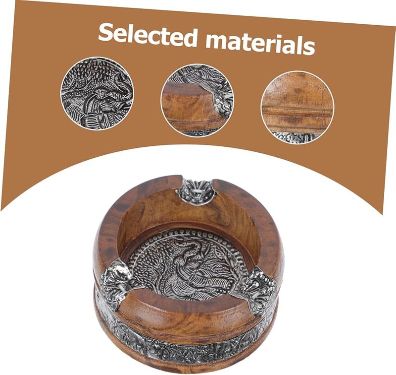 صينية رماد فيل من خشب المانجو العتيق، قطعة ديكور فريدة للمنزل والمكتب لحمل السخام - Image 3